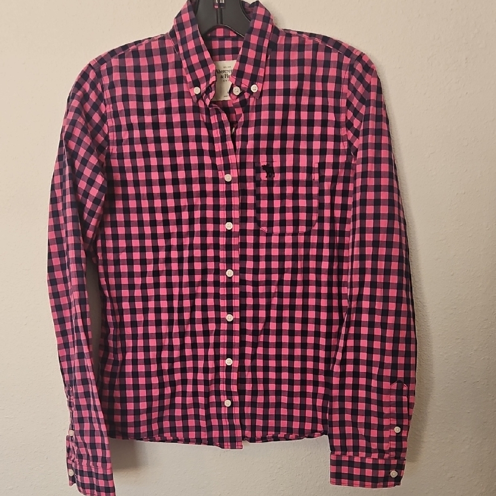 Abercrombie & Fitch Pink and Blue Gingham Button Down